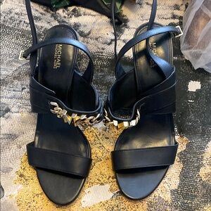 Michael Kors Black and Gold Sandals Sleek Design